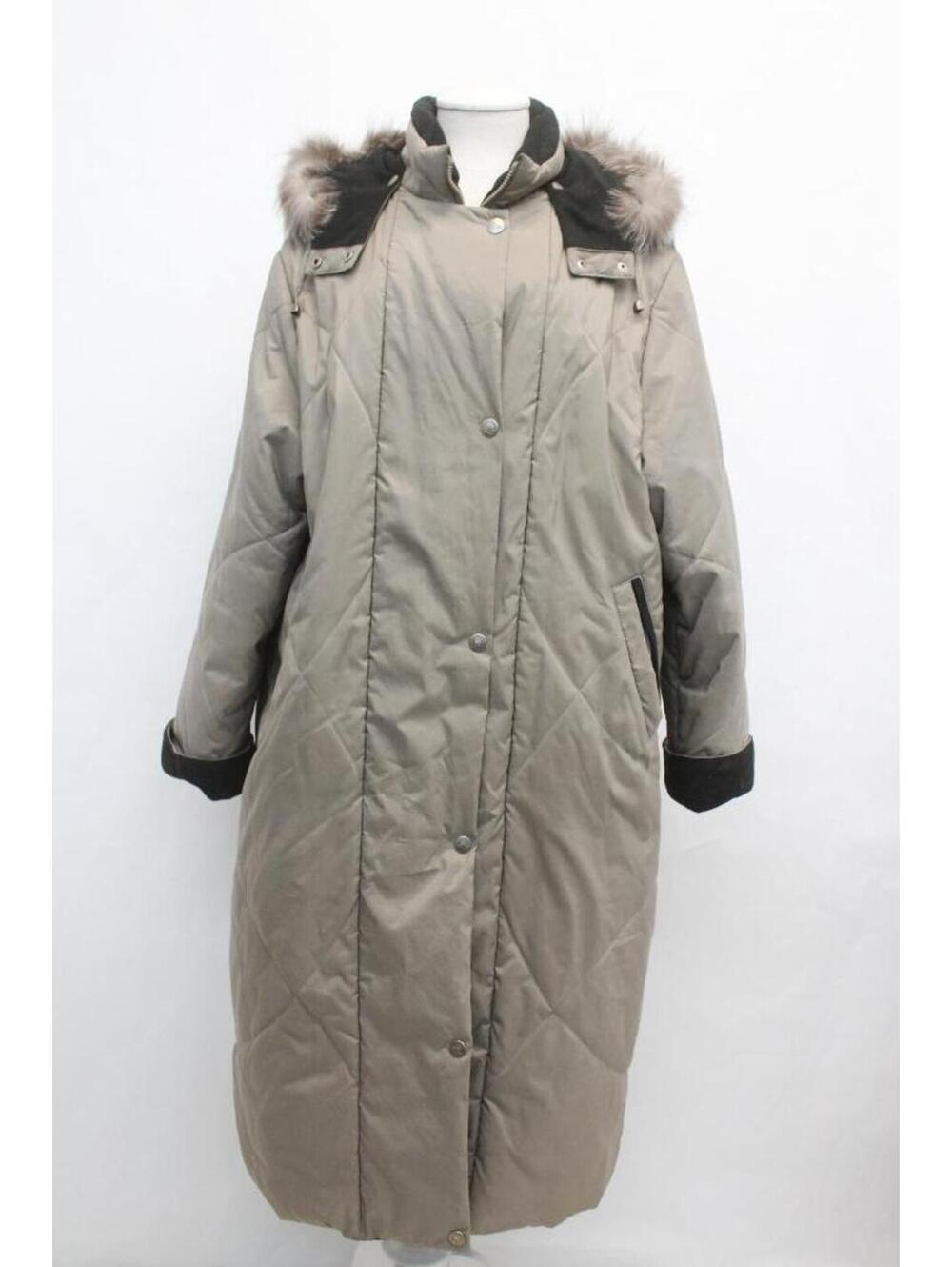 Mint Winter Cloth Coat Jacket With Fox Trim Hood Women Woman Size 14-16 Xxlarge